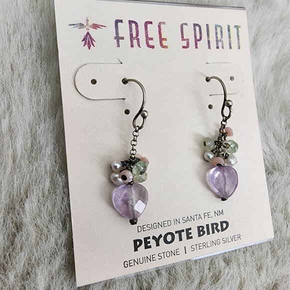 NEW Peyote Bird Free Spirit Purple and Silver Dangle Hook Earrings - Picture 2 of 8